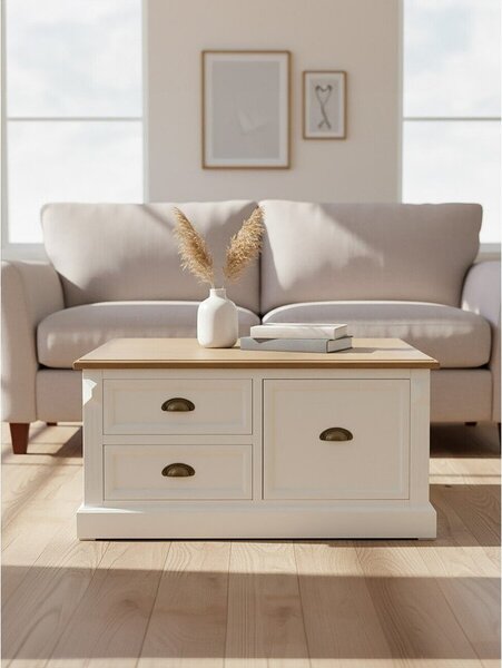 Biały stolik w dekorze jodły 90x90 cm Hardwick – Premier Housewares