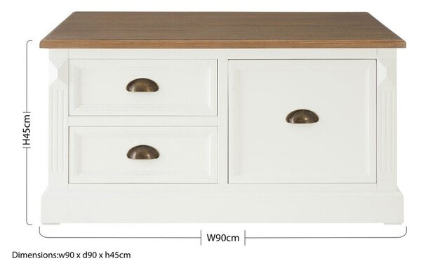 Biały stolik w dekorze jodły 90x90 cm Hardwick – Premier Housewares