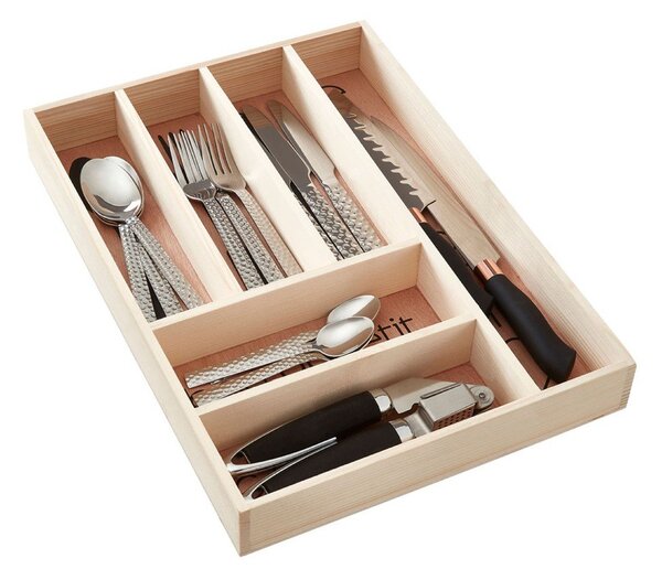 Drewniany organizer na sztućce do szuflady w naturalnym kolorze 30 x 42 cm Bessan – Premier Housewares