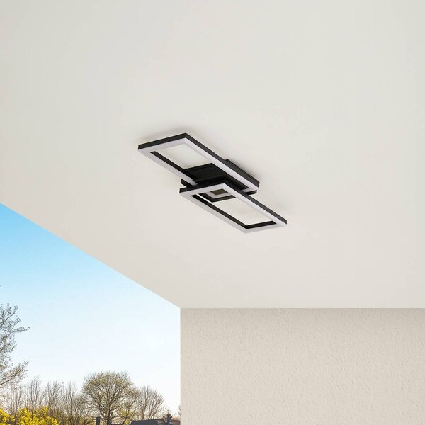 Lindby Lampa sufitowa zewnętrzna LED Finian, 64 cm x 21 cm, CCT ściemniana Finian Lindby, możliwość ściemniania, czarny, tworzywo sztuczne, nowoczesny