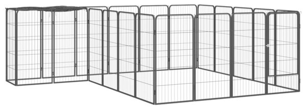 Kojec dla psa, 22 paneli, czarny, 50x100 cm, stal