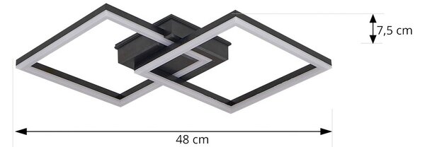 Lindby Lampa sufitowa zewnętrzna LED Finian, 48 cm x cm, CCT ściemniana Finian Lindby, możliwość ściemniania, czarny, tworzywo sztuczne, nowoczesny
