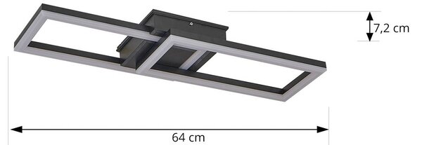 Lindby Lampa sufitowa zewnętrzna LED Finian, 64 cm x 21 cm, CCT ściemniana Finian Lindby, możliwość ściemniania, czarny, tworzywo sztuczne, nowoczesny