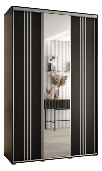 Szafa przesuwna wysoka Davos 7 150, gł. 60 cm czarny + czarny + srebrny