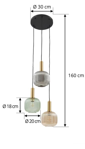 Lampa wisząca Dorotoe Lindby, możliwość ściemniania, multikolor, salon / jadalnia, szkło, vintage