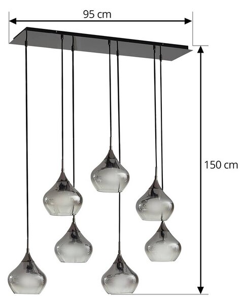 Lampa wisząca szklana Jarven Lucande, możliwość ściemniania, aluminiowy / szary / cynkowy, salon / jadalnia, szkło, nowoczesny