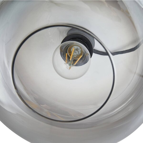 Lampa wisząca szklana Hildur Lindby, możliwość ściemniania, aluminiowy / szary / cynkowy, salon / jadalnia, szkło