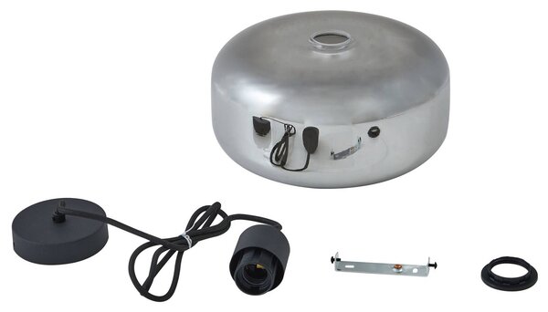 Lampa wisząca szklana Hildur Lindby, możliwość ściemniania, aluminiowy / szary / cynkowy, salon / jadalnia, szkło