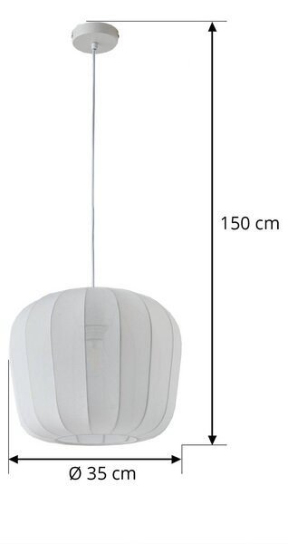 Lampa wisząca Helin Lindby, możliwość ściemniania, biały / opal, salon / jadalnia, tkanina / materiał / jedwab, nowoczesny