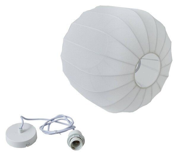 Lampa wisząca Helin Lindby, możliwość ściemniania, biały / opal, salon / jadalnia, tkanina / materiał / jedwab, nowoczesny