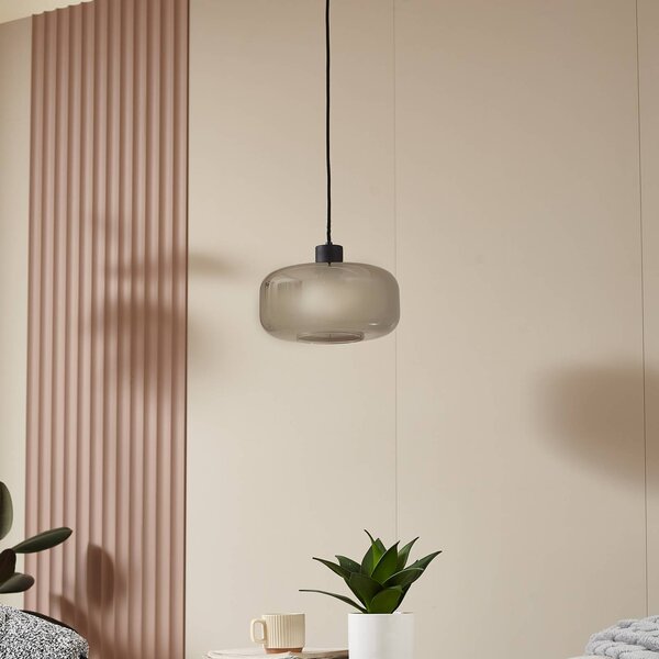 Lampa wisząca szklana Hildur Lindby, możliwość ściemniania, aluminiowy / szary / cynkowy, salon / jadalnia, szkło