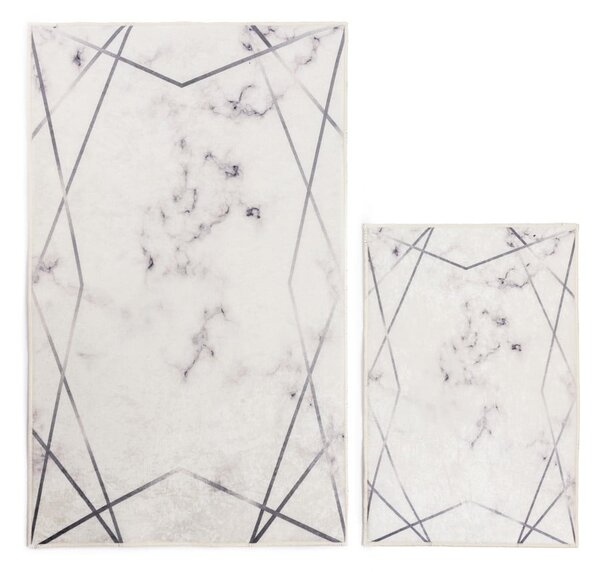 Białe/szare dywaniki łazienkowe zestaw 2 szt. 60x100 cm Geometric – Mila Home