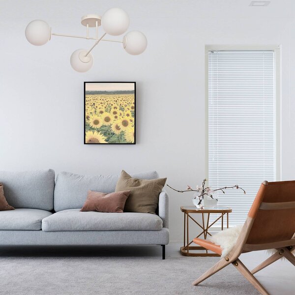 Lampa sufitowa Moon HELAM, możliwość ściemniania, kremowy / amber, salon / jadalnia, metal