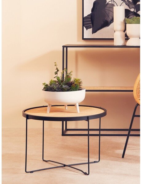Rattanowy okrągły stolik w naturalnym kolorze ø 60 cm Depok – Premier Housewares