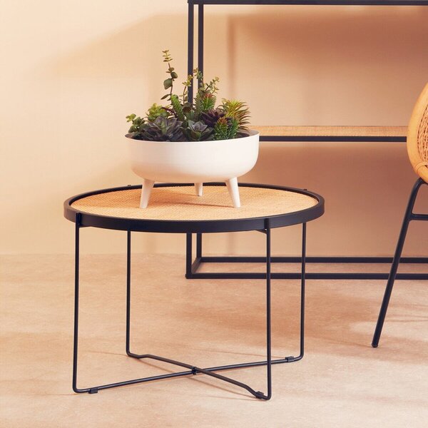 Rattanowy okrągły stolik w naturalnym kolorze ø 60 cm Depok – Premier Housewares