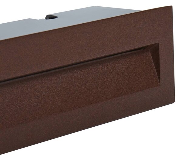 Oprawa wpuszczana ścienna LED Lucande Loya, 23 x 8 cm, rdza, IP54 Loya, brązowy / rdzawy, aluminium, nowoczesny