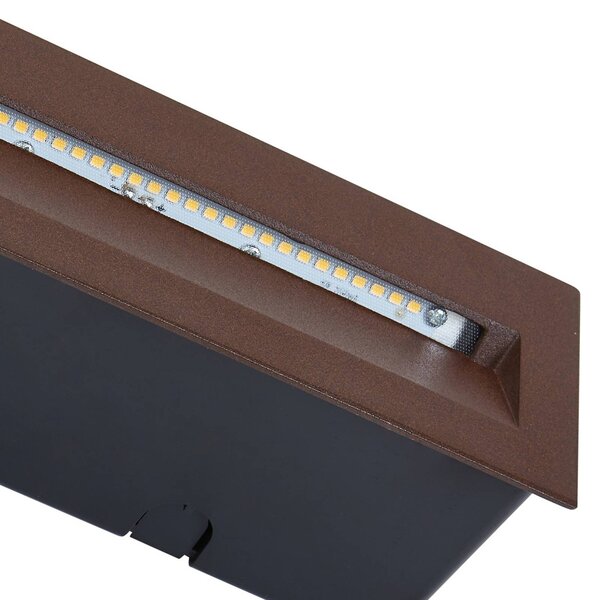 Oprawa wpuszczana ścienna LED Lucande Loya, 23 x 8 cm, rdza, IP54 Loya, brązowy / rdzawy, aluminium, nowoczesny