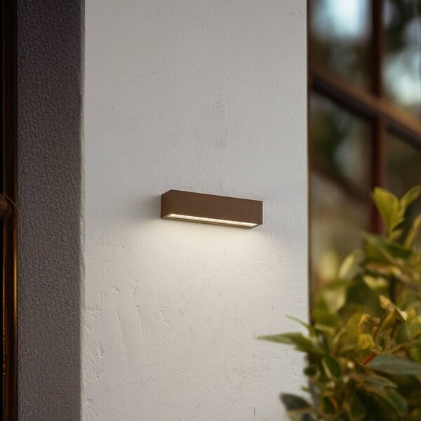 Kinkiet zewnętrzny LED Lengo Lucande, brązowy / rdzawy, aluminium, nowoczesny