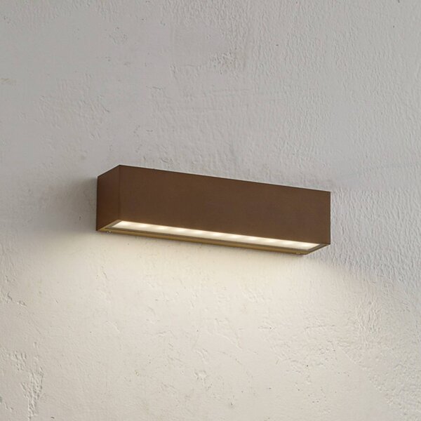 Kinkiet zewnętrzny LED Lengo Lucande, brązowy / rdzawy, aluminium, nowoczesny