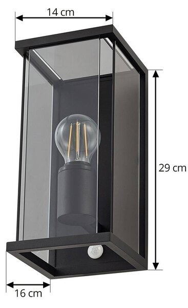 Lampa zewnętrzna z czujnikiem ruchu Annalea Lucande, możliwość ściemniania, czarny, aluminium, nowoczesny