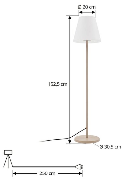 Lampa tarasowa Lucande Jaimy, beżowa, metalowa, 150 cm, E27 Jaimy, kremowy / amber, tworzywo sztuczne, nowoczesny