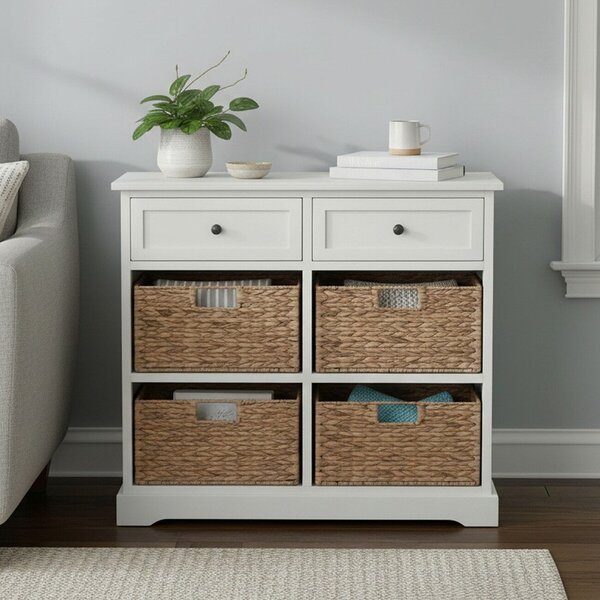 Komoda z litego drewna paulowni w kolorze kości słoniowej 76x70x33 cm Vermont – Premier Housewares