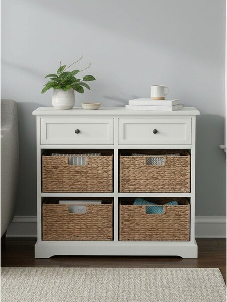 Komoda z litego drewna paulowni w kolorze kości słoniowej 76x70x33 cm Vermont – Premier Housewares