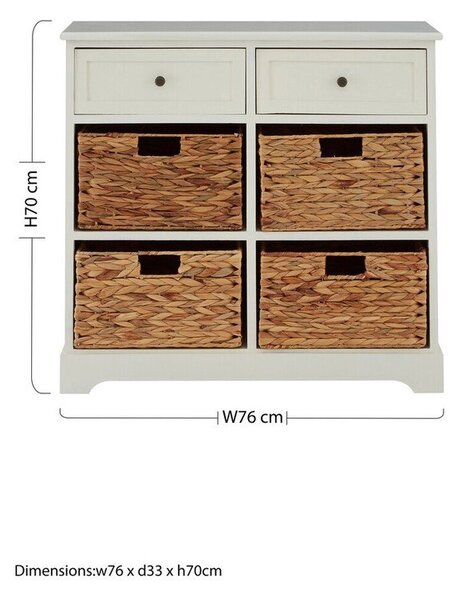 Komoda z litego drewna paulowni w kolorze kości słoniowej 76x70x33 cm Vermont – Premier Housewares