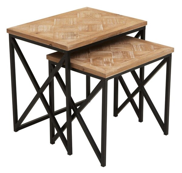 Stoliki zestaw z litego drewna jodłowego 2 szt. 38x51 cm Kickford – Premier Housewares