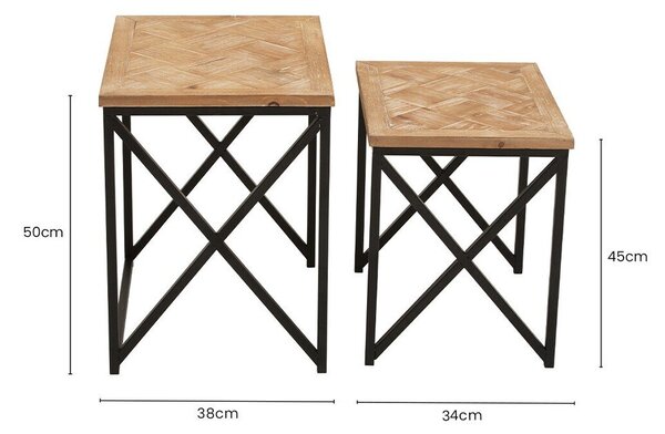 Stoliki zestaw z litego drewna jodłowego 2 szt. 38x51 cm Kickford – Premier Housewares