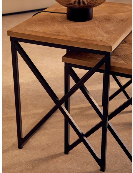Stoliki zestaw z litego drewna jodłowego 2 szt. 38x51 cm Kickford – Premier Housewares