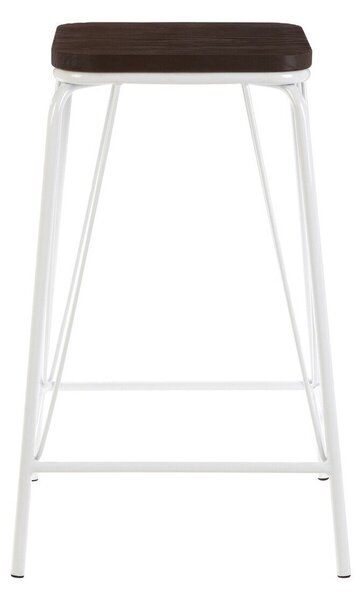 Biały/w ciemnym naturalnym kolorze stołek z litego drewna wiązu District – Premier Housewares