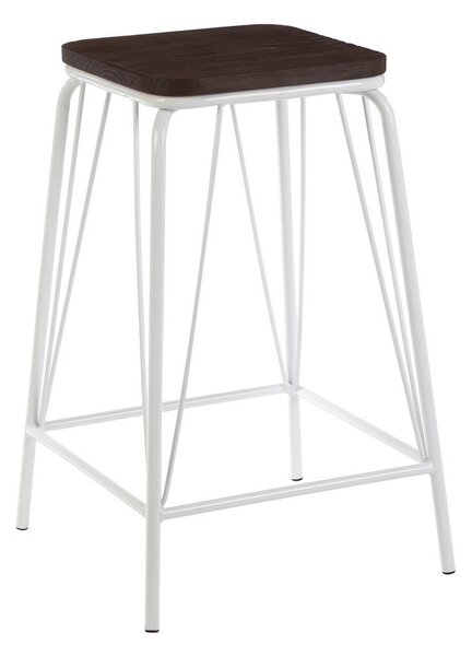 Biały/w ciemnym naturalnym kolorze stołek z litego drewna wiązu District – Premier Housewares