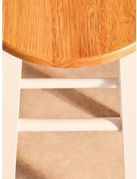 Biały/w naturalnym kolorze hoker z litego drewna kauczukowego (wysokość siedziska 74 cm) Chester – Premier Housewares