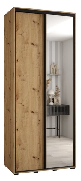 Szafa przesuwna wysoka Davos 3 100, gł. 60 cm artisan + artisan + czarny