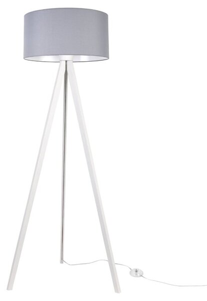 Lampa podłogowa trójnóg biały Light Home LH Gaja 1xE27 44cm abażur walec szary