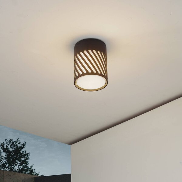 Lindby Lampa sufitowa zewnętrzna Lurinda, 10,5 cm, czarna, aluminium, Lurinda Lindby, możliwość ściemniania, czarny, aluminium, nowoczesny