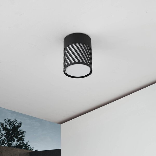 Lindby Lampa sufitowa zewnętrzna Lurinda, 10,5 cm, czarna, aluminium, Lurinda Lindby, możliwość ściemniania, czarny, aluminium, nowoczesny