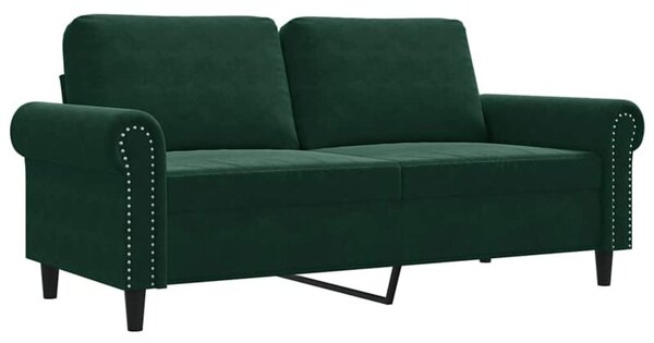 Sofa 2-osobowa, ciemnozielona, 140 cm, tapicerowana aksamitem