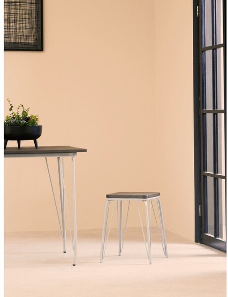 Szary/w ciemnym naturalnym kolorze stołek z litego drewna wiązu District – Premier Housewares