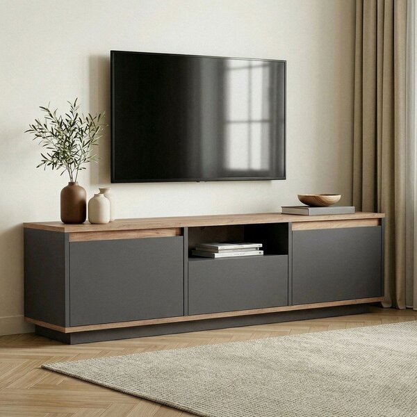 Antracytowa szafka pod TV 160x42x30 cm Sentinel – Kalune Design