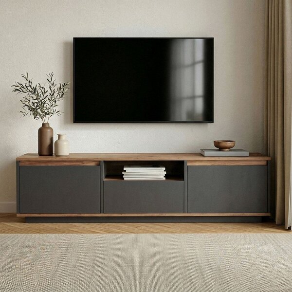 Antracytowa szafka pod TV 160x42x30 cm Sentinel – Kalune Design