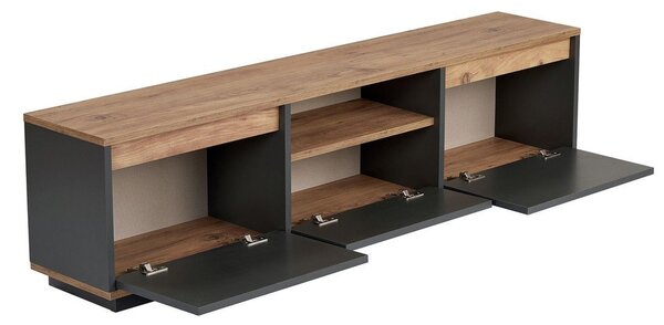 Antracytowa szafka pod TV 160x42x30 cm Sentinel – Kalune Design