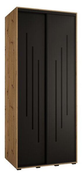 Szafa przesuwna wysoka Davos 8 110, gł. 45 cm artisan + czarny + czarny
