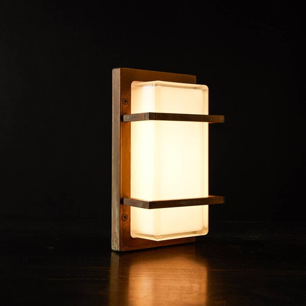 Moretti Luce Kinkiet zewnętrzny Ice Cubic, możliwość ściemniania, brązowy / mosiężny, mosiądz