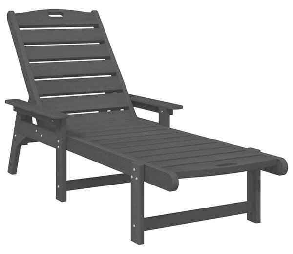 Leżak czarny 195,5 x 53 x 98,5 cm hdpe