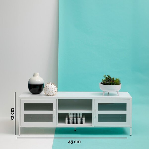 Biała stalowa szafka pod TV 150x50x45 cm Acier – Premier Housewares