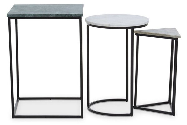 Stoliki zestaw 3 szt. z marmurowym blatem 40x40 cm Mandoli – Premier Housewares