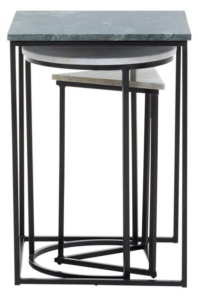 Stoliki zestaw 3 szt. z marmurowym blatem 40x40 cm Mandoli – Premier Housewares