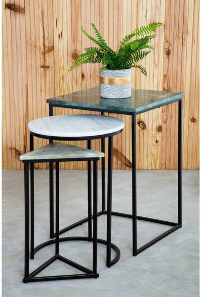 Stoliki zestaw 3 szt. z marmurowym blatem 40x40 cm Mandoli – Premier Housewares